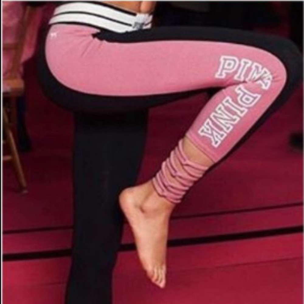 VS PINK Strappy Logo Leggings - Pink